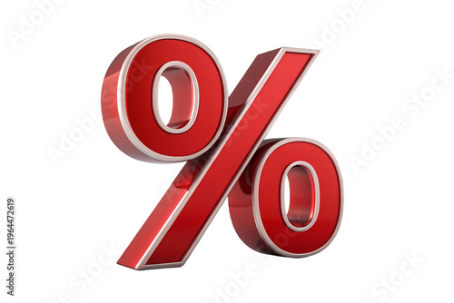 Red percentage sign isolated PNG on transparent background, discount symbol for sales and nice marketing