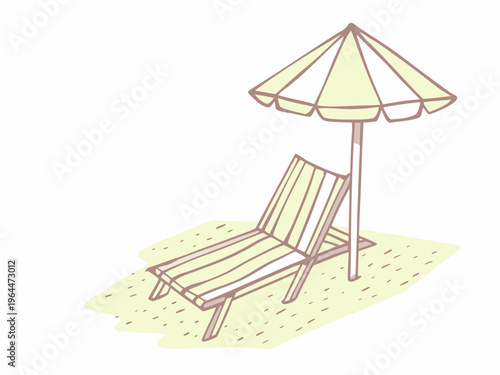 Beach Relax Sunbed and Umbrella Vector Illustration