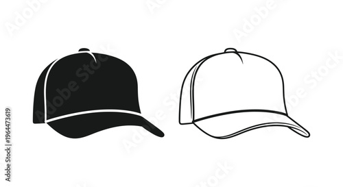 Black and white baseball caps Vector