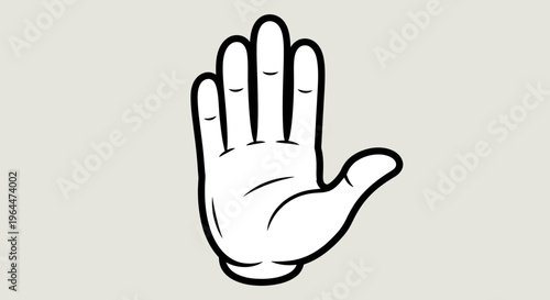 Cartoon hand showing a palm forward stop gesture, indicating halt or prevention on a light beige background.