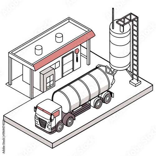 Fuel truck loading at industrial storage facility