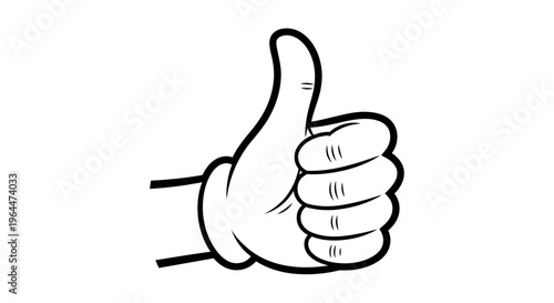 Cartoon hand giving a positive thumbs up gesture, conveying approval and agreement on an isolated white background.