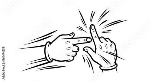Cartoon Hands Snapping Fingers Gesture Isolated White Background