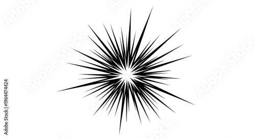 Stylized comic book starburst or burst effect with sharp lines radiating outwards on an isolated white background.