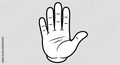 Human Hand Showing a Stop Gesture with an Outline Style on a Gray Background