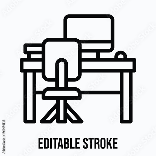 Workplace Icon, Lineal style vector icon, Editable stroke. 