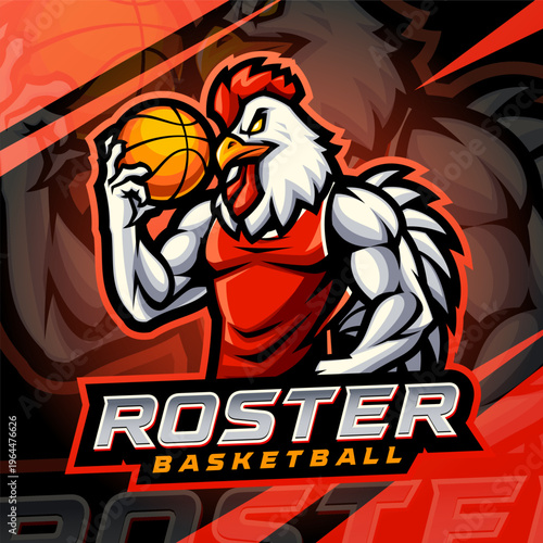 Rooster Esport Mascot Logo Design
