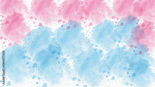 Abstract watercolor painting with blended pink and blue hues on a white background