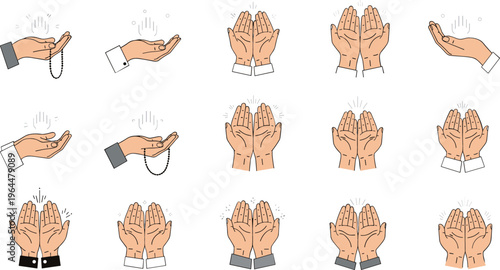 Hand Hygiene and Washing Steps Illustration Set Showing Proper Handwashing Technique, Soap Application, Rinsing, and Cleaning Process for Health and Sanitation Awareness