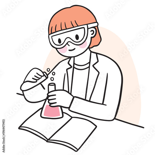 Illustration of Scientist Doing Experiment