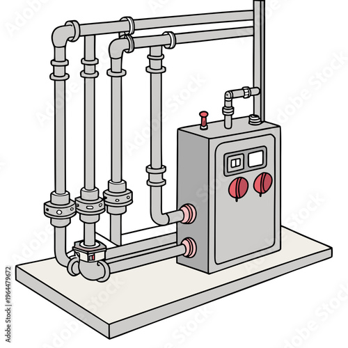 Industrial Pipe System with Control Panel valves