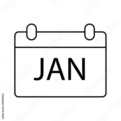 January calendar icon. January calendar isolated icon, JAN month vector symbol with editable stroke. Vector icon day calendar, winter month January. 