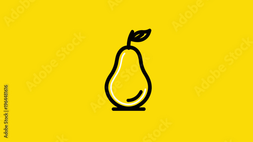 Simple Pear Icon on a Bright Yellow Background A Clean and Modern Graphic Design Element