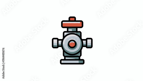 Simple flat vector illustration of a red and gray fire hydrant on a white background