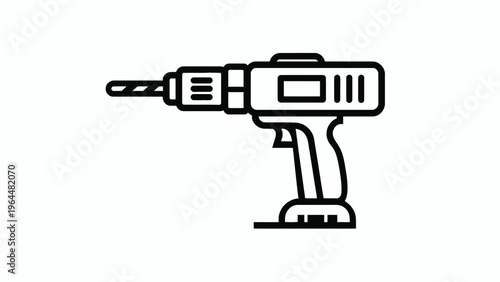 Illustration of a Cordless Drill, Icon for DIY and Construction Projects
