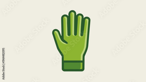 Green work glove icon for protection and safety in various industries and activities