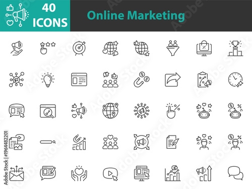 set of digital marketing icons, business, advertisement