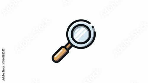 Vector icon of a magnifying glass featuring a bold outline and modern flat design, perfect for search and discovery interfaces
