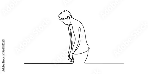 Картината върху платно A single continuous line drawing of a person feeling sad and looking down with a heavy heart