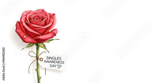 Pink rose for singles awareness day.