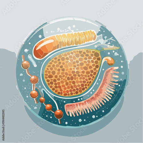 Detailed illustration of a cell's internal structure.