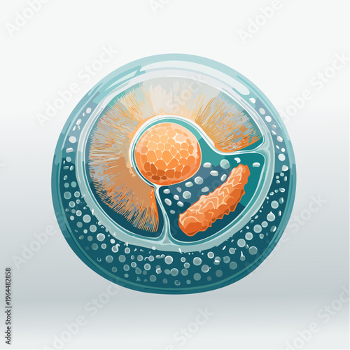 Illustration of a cell with organelles.