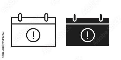 Calendar exclamation icons collection vector design illustration isolated. EPS10