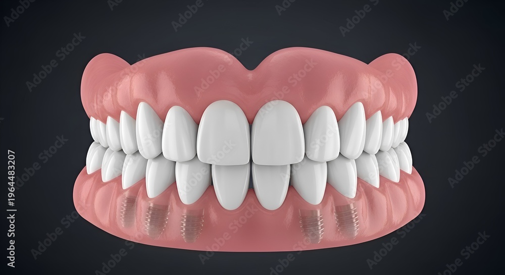 Obraz premium Realistic Denture Set with Dental Implants