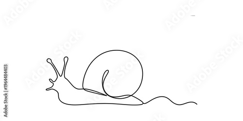 A minimalist single line drawing of a snail isolated on a plain white background for design art Vector, illustration