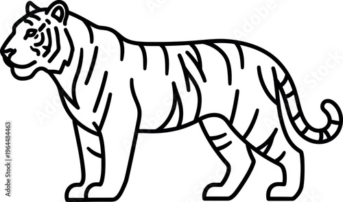 Tiger animal silhouette line art vector illustration design