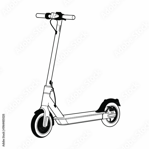 Electric scooter with foldable handlebars on white background