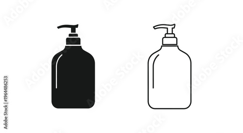 Black and white hand soap bottle illustrations Vector