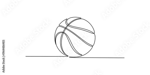 Minimalist continuous single line drawing of a basketball isolated on a plain white background Vector, illustration