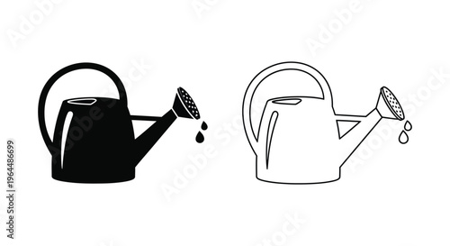 Black and white watering can illustration Vector