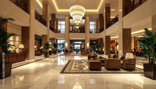 Luxurious Hotel Lobby with Elegant Design and Ambiance.
