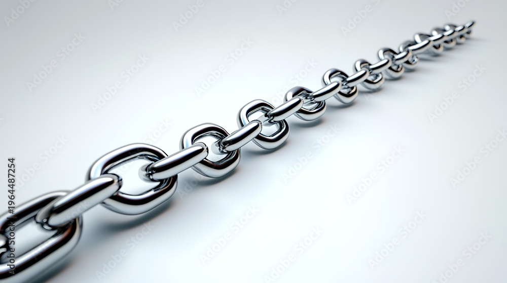 Fototapeta premium disconnection. Broken chain with separated links floating, symbolic freedom with dramatic side lighting. wellbeing guides, coaching materials, designed for coaching and self-improvement content.
