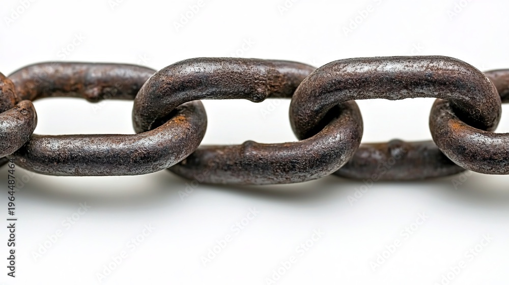 Fototapeta premium disconnection. Broken chain with separated links floating, symbolic freedom with dramatic side lighting. wellbeing guides, coaching materials, designed for coaching and self-improvement content.