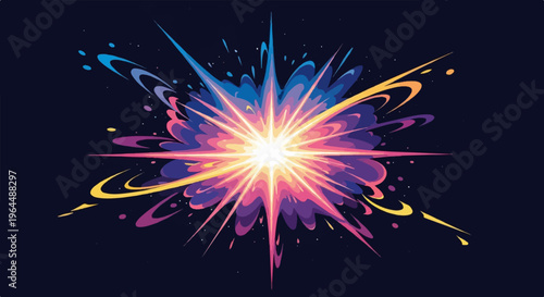 Abstract explosion of vibrant colors radiating outward against a dark background