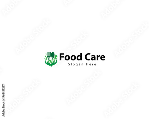 logo design combination of spoon fork and leaves, logo for healthy food, herbal, nature, creative