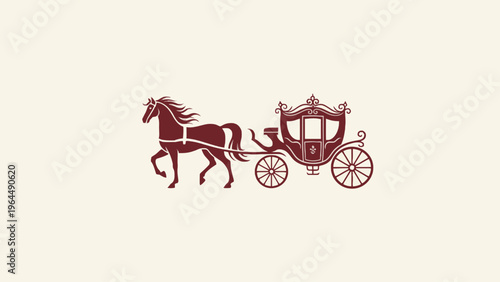 Horse-Drawn Carriage Silhouette with Royal Coach Illustration
