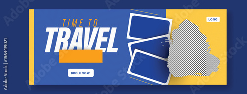 Travel Cover Template Design Banner. Time to Travel: Get Ready for a New Adventure