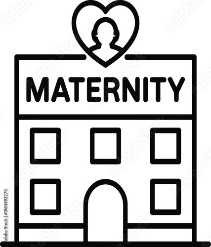 Black and white of maternity symbol with heart and crib outline pregnancy motherhood baby des