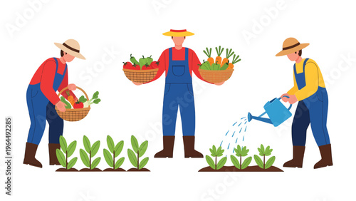 Harmony of Harvest: Farmers tending to a vibrant crop, harvesting the season's bounty. This scene exudes the peace and hard work of agricultural life.