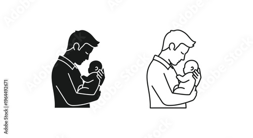Father and son illustration, family bonding Vector