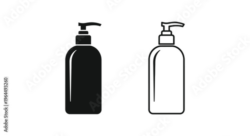 Black and white hand soap bottle illustration Vector