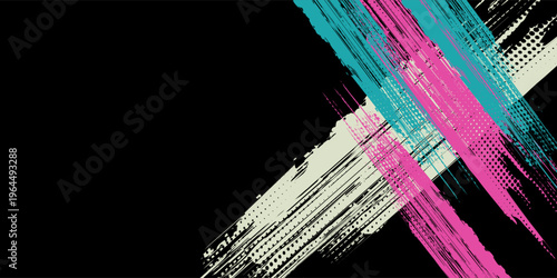 Abstract black and white background with spikes and zigzag line pattern