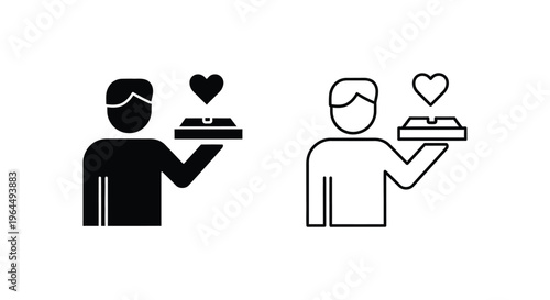Blind lovers holding cake with heart symbol Vector