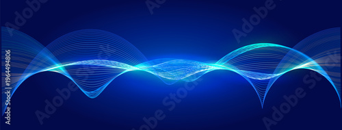 AI Wave Data Flow Digital Transformation Neural Firing Ray. Abstract Bio Technology Background with Glowing Waving Lines Stream. Neon Digital Light Backdrop. Vector Illustration