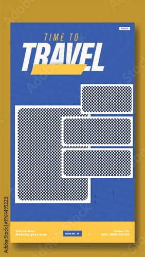 Travel Story Template Design. Time to Travel Get Ready for an Unforgettable Journey