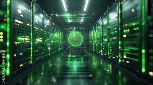 AI Data Center with Connected Monitors